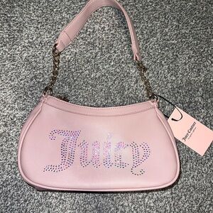 Juicy Couture Light Pink Shoulder Bag with Rhinestone Logo